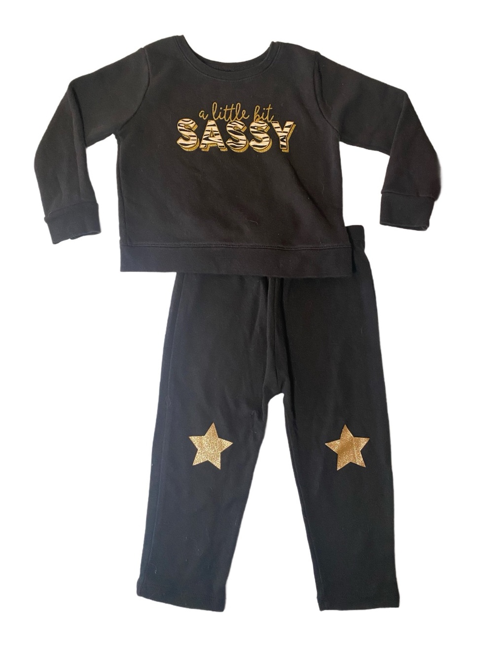 Garanimals Black Sweatshirt & Pants “A Little Bit Sassy”  Gold Glitter 24M